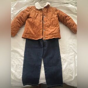 Brown Corduroy Jacket with Shearling Collar + jeans